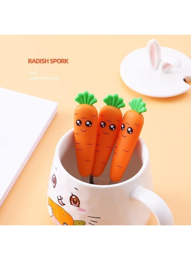 2 Pcs Stainless Steel Carrot Kids Cutlery Set, Carrot spoon, Cute handle design, BPA Free, for Children's Tableware Complementary Food Fruit Scraping Mud - Image 5