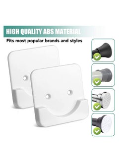 Y&D 2 Piece Adhesive Curtain Rod Brackets, Shower Mounting Bracket for Wall Tension Holder, White  - Image 1
