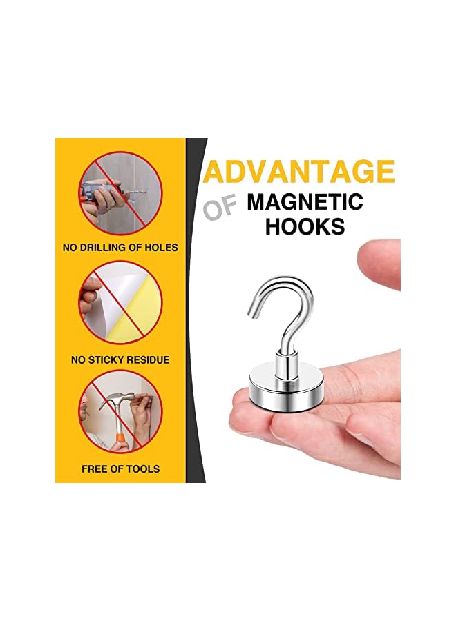 promass Magnetic Hooks, 30lbs+ Heavy Duty Magnetic Hooks Cruise for Hanging, Super Strong Magnet Hooks for Cruise Cabin, Refrigerator, Classroom, Magnetic Metal Hooks for Grill (Sliver, Pack of 20) - Image 2