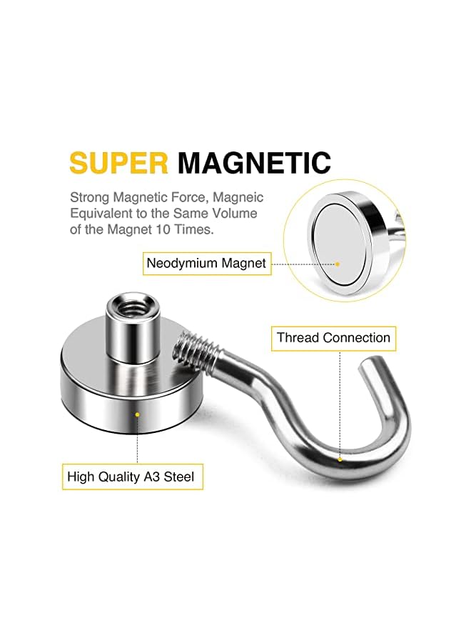 promass Magnetic Hooks, 30lbs+ Heavy Duty Magnetic Hooks Cruise for Hanging, Super Strong Magnet Hooks for Cruise Cabin, Refrigerator, Classroom, Magnetic Metal Hooks for Grill (Sliver, Pack of 20) - Image 5