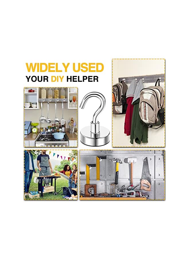 promass Magnetic Hooks, 30lbs+ Heavy Duty Magnetic Hooks Cruise for Hanging, Super Strong Magnet Hooks for Cruise Cabin, Refrigerator, Classroom, Magnetic Metal Hooks for Grill (Sliver, Pack of 20) - Image 3