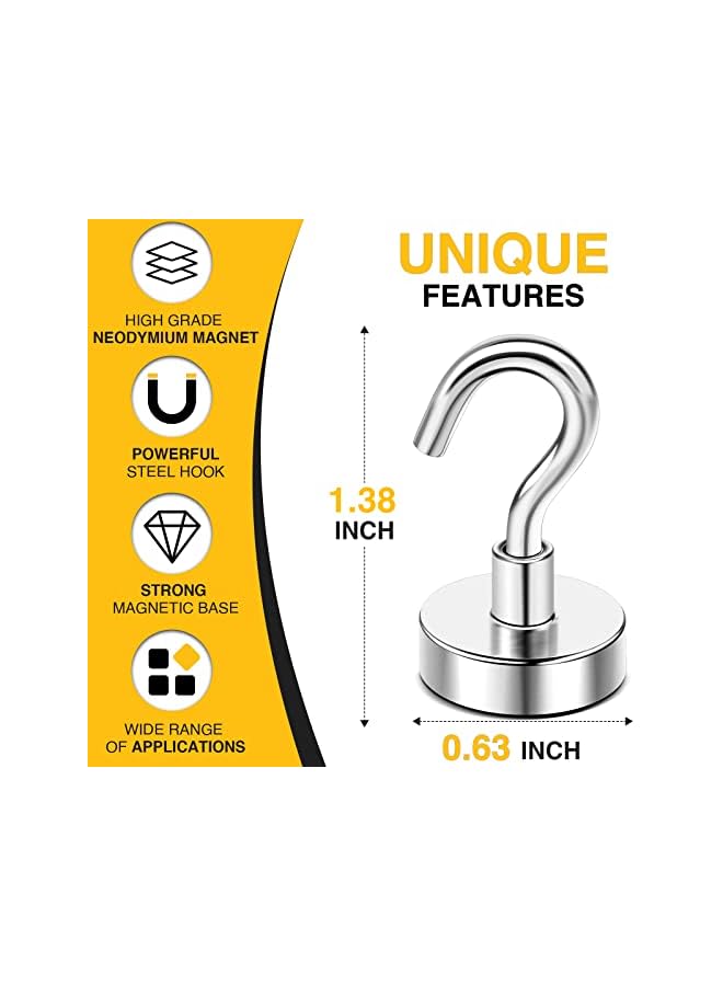 promass Magnetic Hooks, 30lbs+ Heavy Duty Magnetic Hooks Cruise for Hanging, Super Strong Magnet Hooks for Cruise Cabin, Refrigerator, Classroom, Magnetic Metal Hooks for Grill (Sliver, Pack of 20) - Image 4