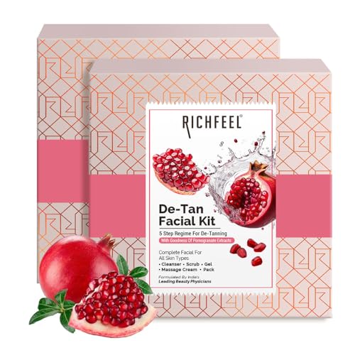 Richfeel Detan Facial Kit | Pomegranate Infused De-tanning Skincare for Brighter Complexion and Reduced Pigmentation | 30 g (Pack of 2) - Image 1