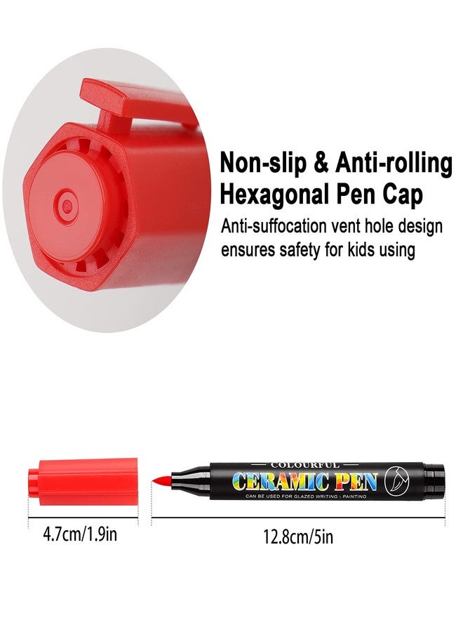 Attom Tech NiArt 12-Color Ceramic Markers - Fine Tip and Brush Tip Assorted Colors for Painting and Decorating Porcelain, China and Glassware - Oven and Microwave Safe - Image 4