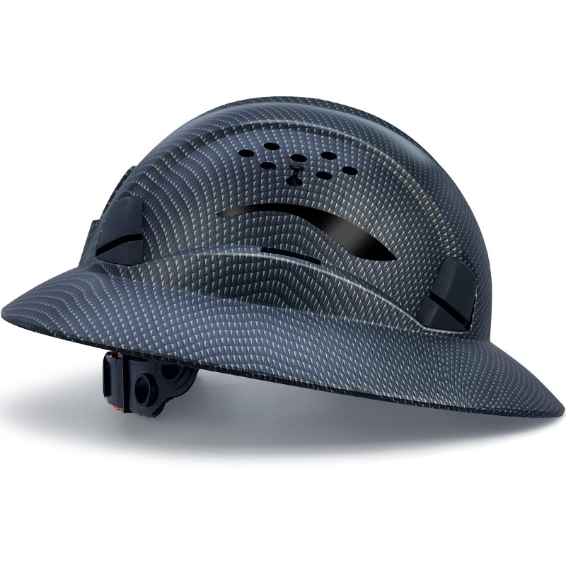 RDSGSO Full Brim Hard Hat Vented Construction Safety Helmet Industrial Work Hardhat for Workers 6 Point Adjustable Ratchet Suspension OSHA Approved (F2C-SJ-Matte Black) - Image 1