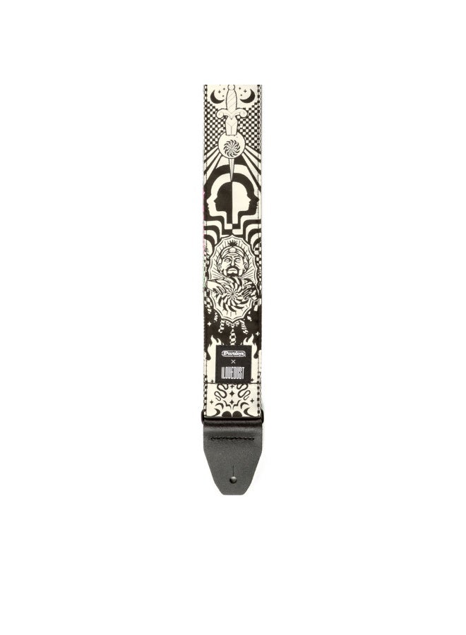 DUNLOP guitar strap, Dunlop ILD15, ILOVEDUST strap, jacquard guitar strap, Night Spells strap, guitar strap UAE, Dunlop accessories Dubai, leather end strap, woven guitar strap, designer guitar strap, custom artwork strap, guitar strap UAE - Image 3