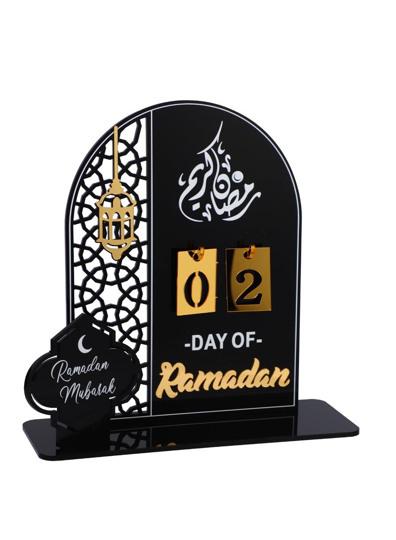 تقويم مجيء رمضان، تقويم العد التنازلي لعيد مبارك من الأكريليك للديكور، 30 يومًا حتى العيد، هدية رمضان للأطفال لحفلات المنزل وزينة رمضان (أسود)  - Image 1