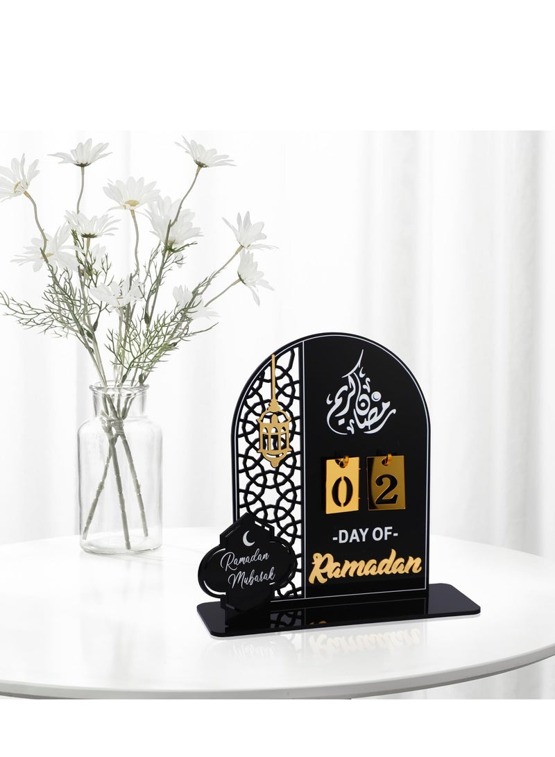تقويم مجيء رمضان، تقويم العد التنازلي لعيد مبارك من الأكريليك للديكور، 30 يومًا حتى العيد، هدية رمضان للأطفال لحفلات المنزل وزينة رمضان (أسود)  - Image 2