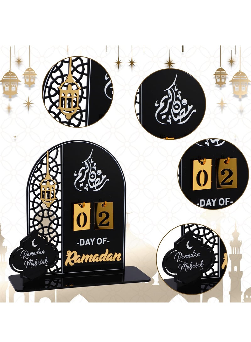 تقويم مجيء رمضان، تقويم العد التنازلي لعيد مبارك من الأكريليك للديكور، 30 يومًا حتى العيد، هدية رمضان للأطفال لحفلات المنزل وزينة رمضان (أسود)  - Image 3