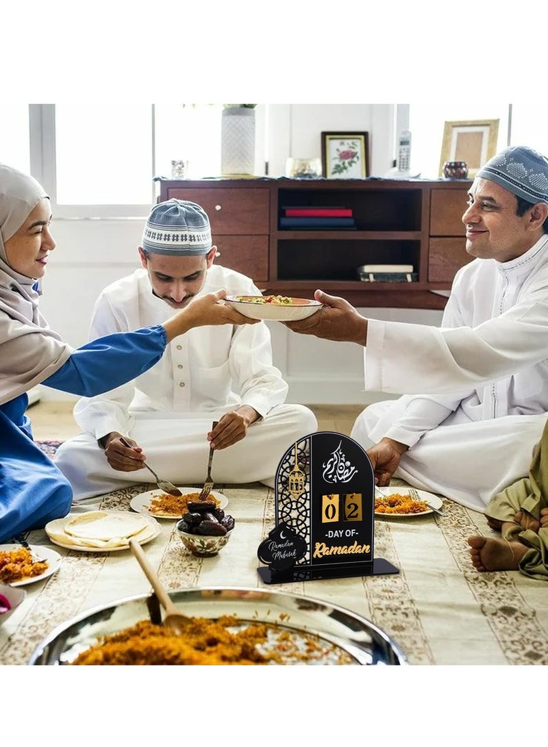 تقويم مجيء رمضان، تقويم العد التنازلي لعيد مبارك من الأكريليك للديكور، 30 يومًا حتى العيد، هدية رمضان للأطفال لحفلات المنزل وزينة رمضان (أسود)  - Image 4