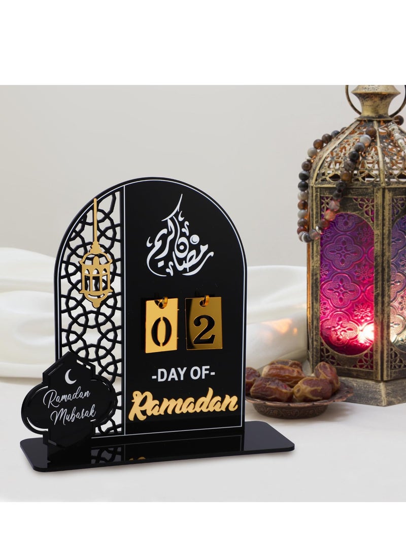 تقويم مجيء رمضان، تقويم العد التنازلي لعيد مبارك من الأكريليك للديكور، 30 يومًا حتى العيد، هدية رمضان للأطفال لحفلات المنزل وزينة رمضان (أسود)  - Image 5