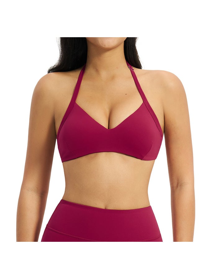 Halterneck Breathable Backless Yoga Bra, Women's European And American Sports Bra, Summer Shockproof Outdoor Fitness Top 4201