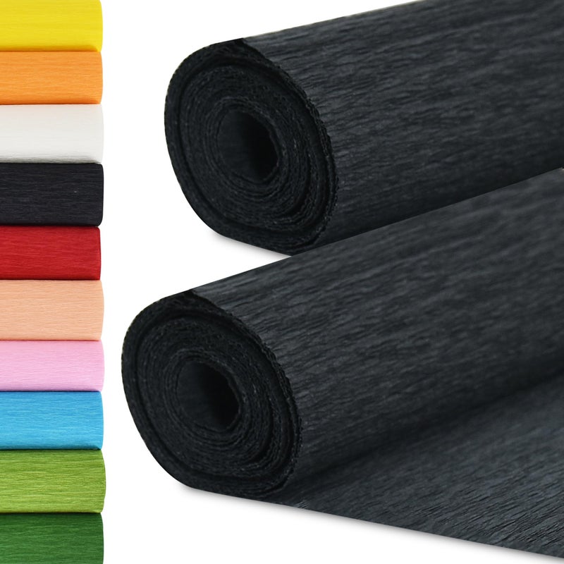 BEISHIDA Black Crepe Paper Roll, 9.8 Inch Wide 8ft Long Crepe Paper Sheet for Flower Making, Wedding Ceremony, Birthday Holiday Halloween Party Decoration,DIY Craft(2Rolls) - Image 1