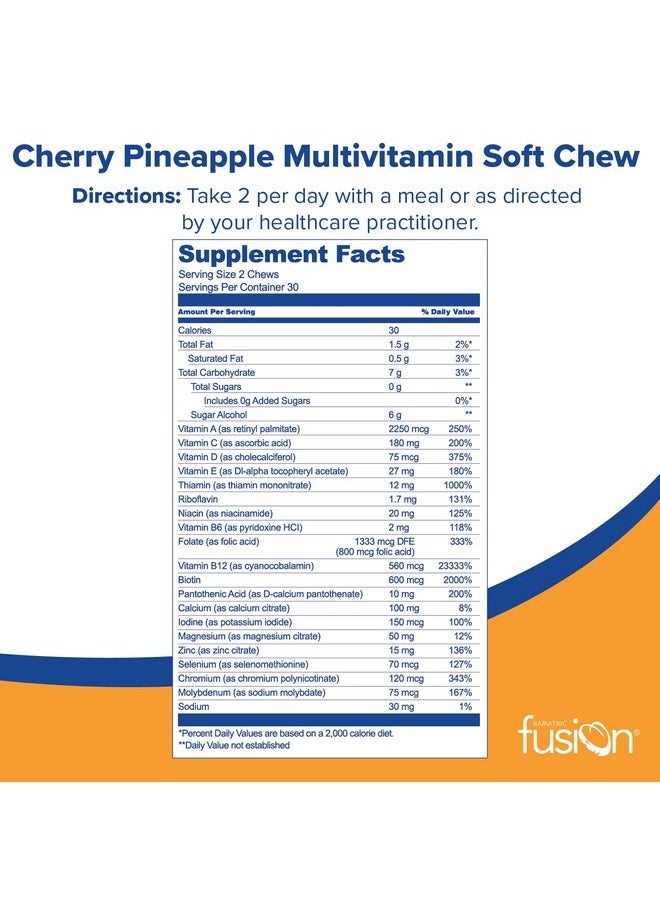 Bariatric Multivitamin Soft Chew; Cherry Pineapple Flavor; Chewy For Post Bariatric Surgery Patients Including Gastric Bypass And Sleeve Gastrectomy; 60 Count; 1 Month Supply - pzsku/Z8A650E18B41EF25B4D88Z/45/_/1695133787/63301f44-385d-455d-811f-c8a401cfe472