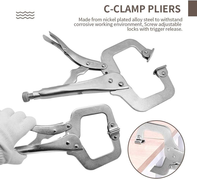 Anxingo 6 Pack 6 Inch C-Clamp Locking with Swivel Pads Heavy Duty Pliers for Craftsmen Home Workshop - Image 3