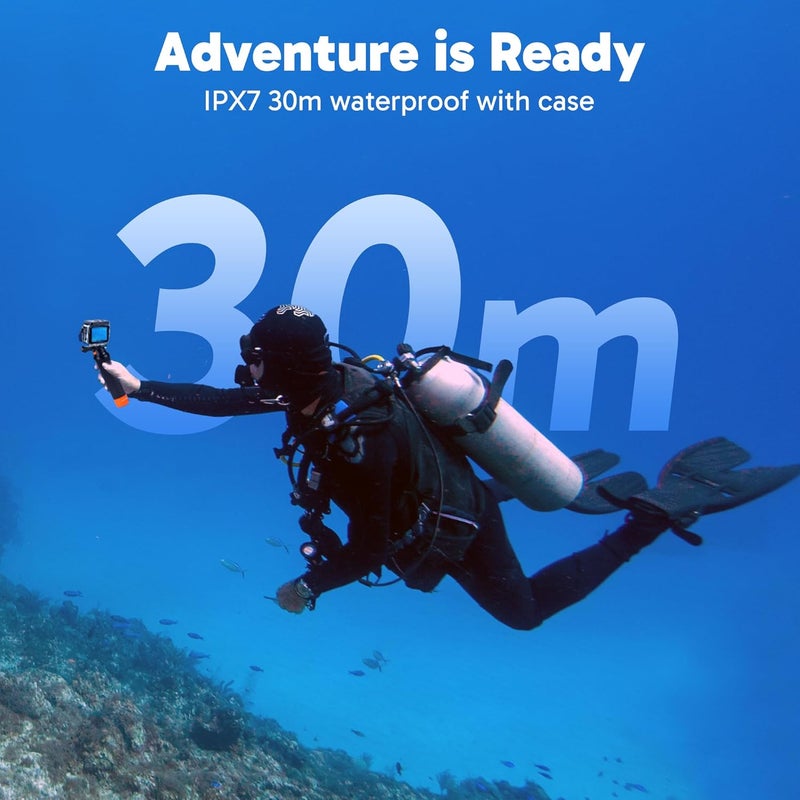 Akaso Brave 7 LE 4K30FPS 20MP Action Camera with 64GB Micro SD Card 40M Underwater Camera WiFi Waterproof Camera with Touch Screen EIS 2.0 Zoom Remote Control Vlog with 2X 1350mAh Batteries - Image 4
