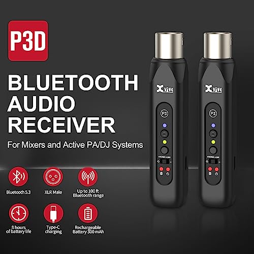 Xvive P3D Bluetooth XLR Receiver Pair for Audio Mixer, Active PA, DJ Systems - Image 2