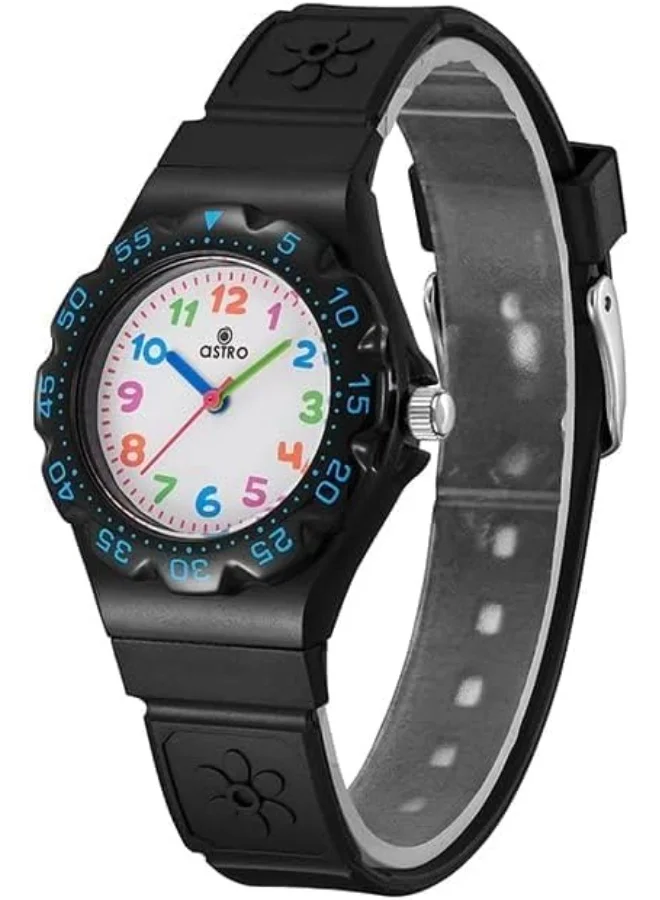 أسترو Astro Kids Watch, Analog Display and Polyurethane Strap - A23803-PPBB, Black