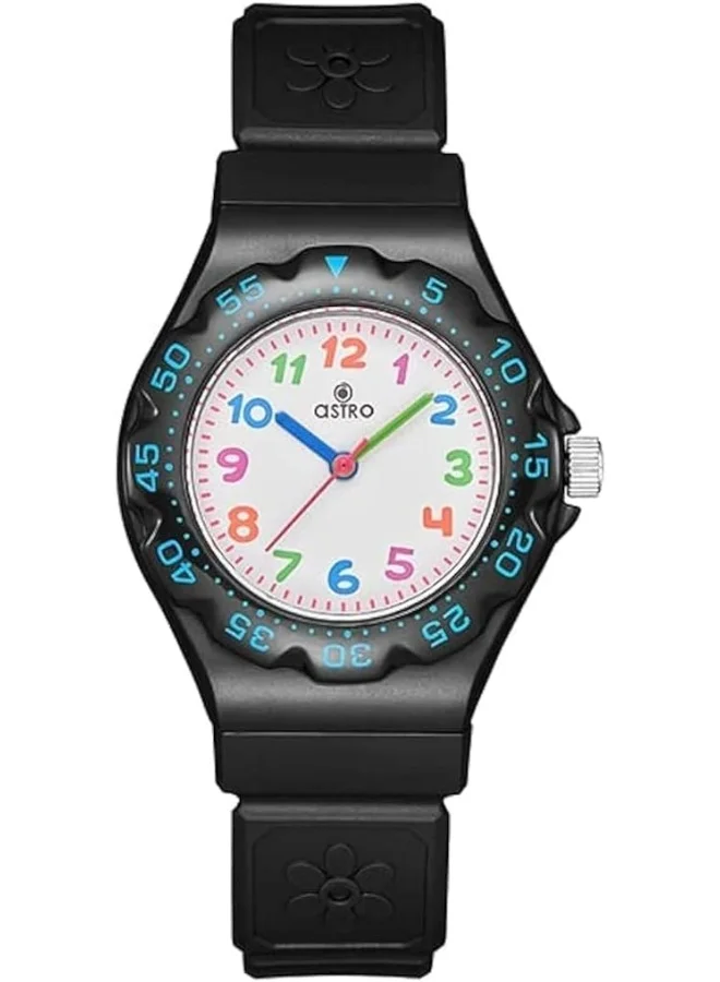 أسترو Astro Kids Watch, Analog Display and Polyurethane Strap - A23803-PPBB, Black