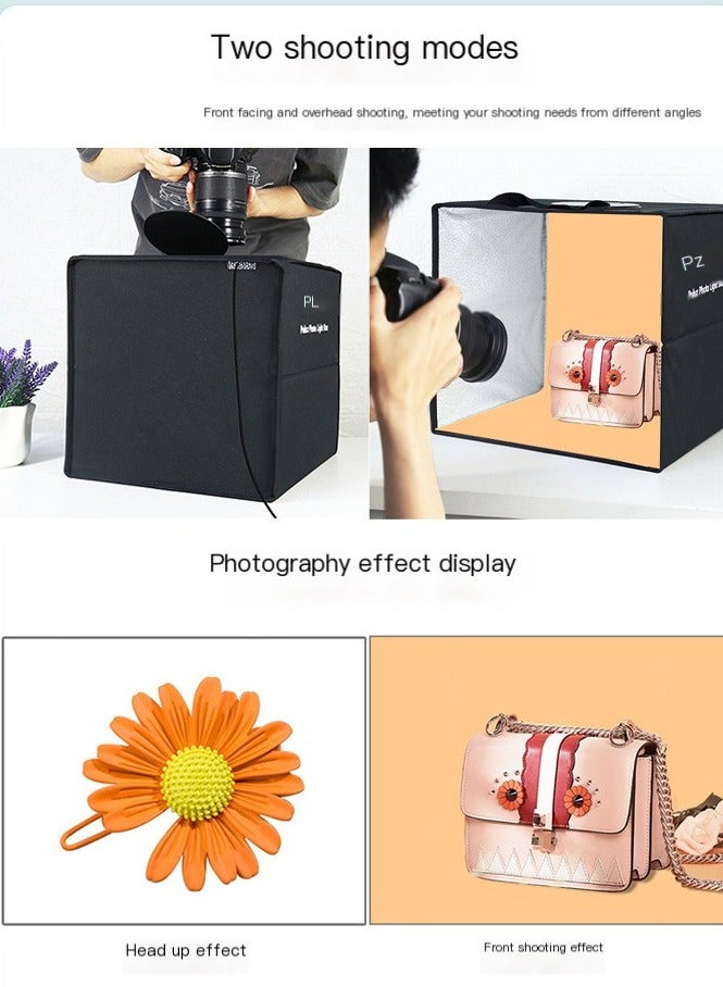 PULUZ 11.8 Inch/30cm Portable Photo Lighting Studio Light Box Shooting Tent Box Kit 30cm Ring Light with 6 Colors Backdrops (Black, White, Yellow, Red, Green, Blue) - Image 2