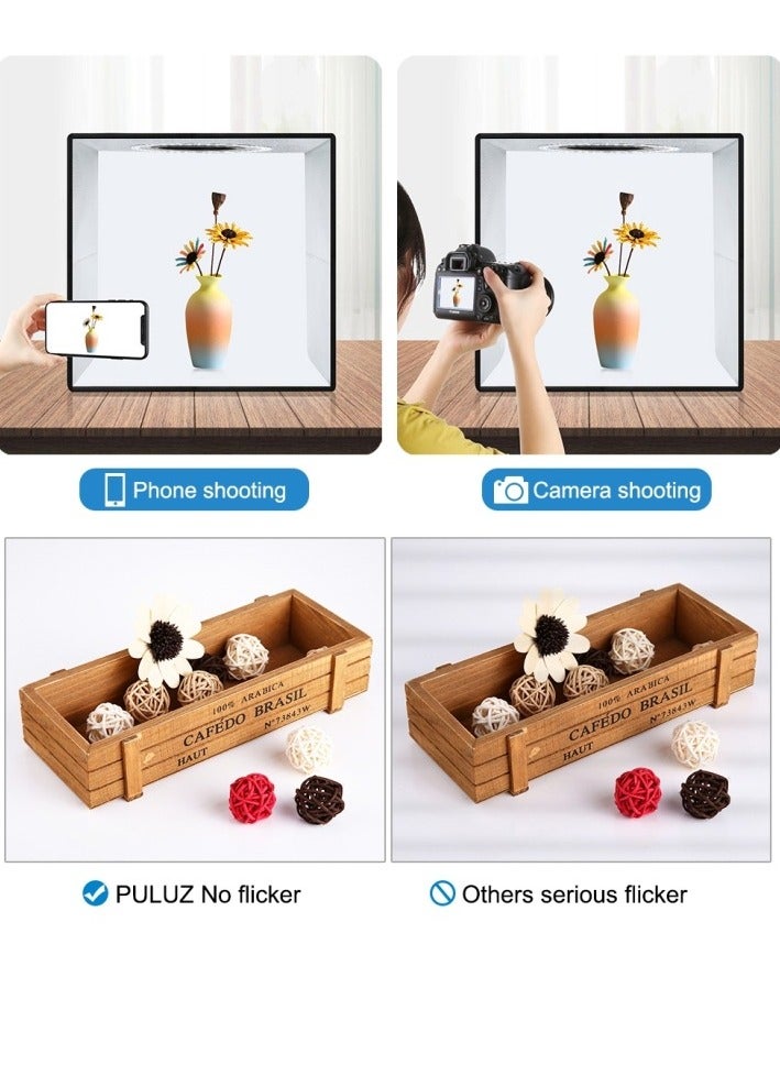 PULUZ 11.8 Inch/30cm Portable Photo Lighting Studio Light Box Shooting Tent Box Kit 30cm Ring Light with 6 Colors Backdrops (Black, White, Yellow, Red, Green, Blue) - Image 4