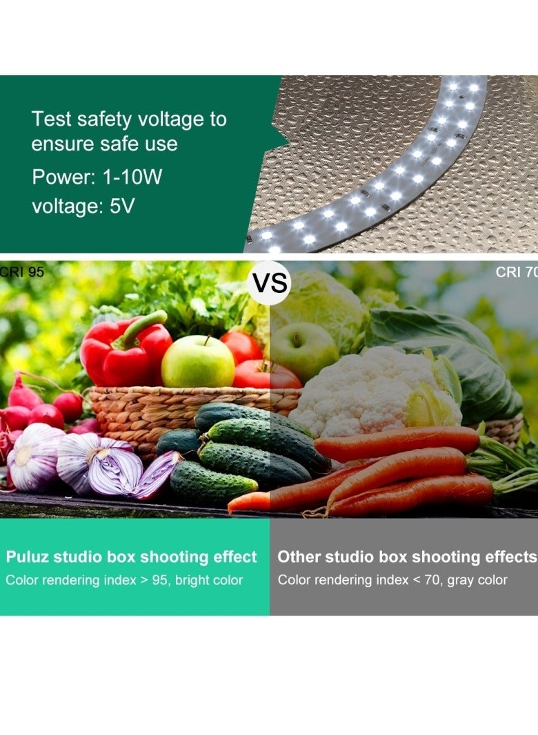 PULUZ 11.8 Inch/30cm Portable Photo Lighting Studio Light Box Shooting Tent Box Kit 30cm Ring Light with 6 Colors Backdrops (Black, White, Yellow, Red, Green, Blue) - Image 5