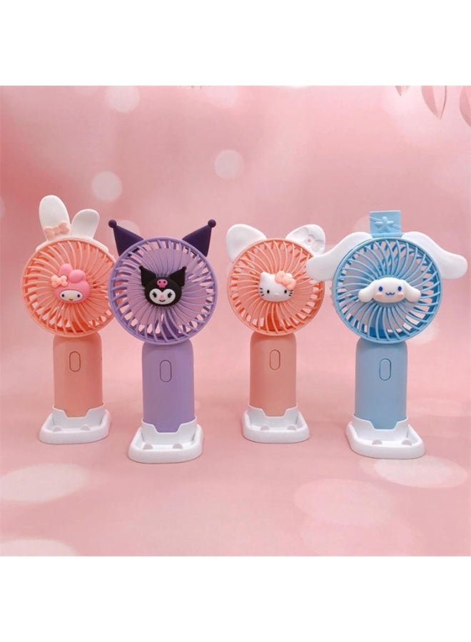 MAGIC VAULT Rechargeable Mini Handheld Fan for Kids – Cute Cartoon Character Design – USB Portable Fan with Stand – Strong Wind, Quiet Operation – Ideal for Travel, Desk, Gift – 4 Styles (Pink) - Image 3