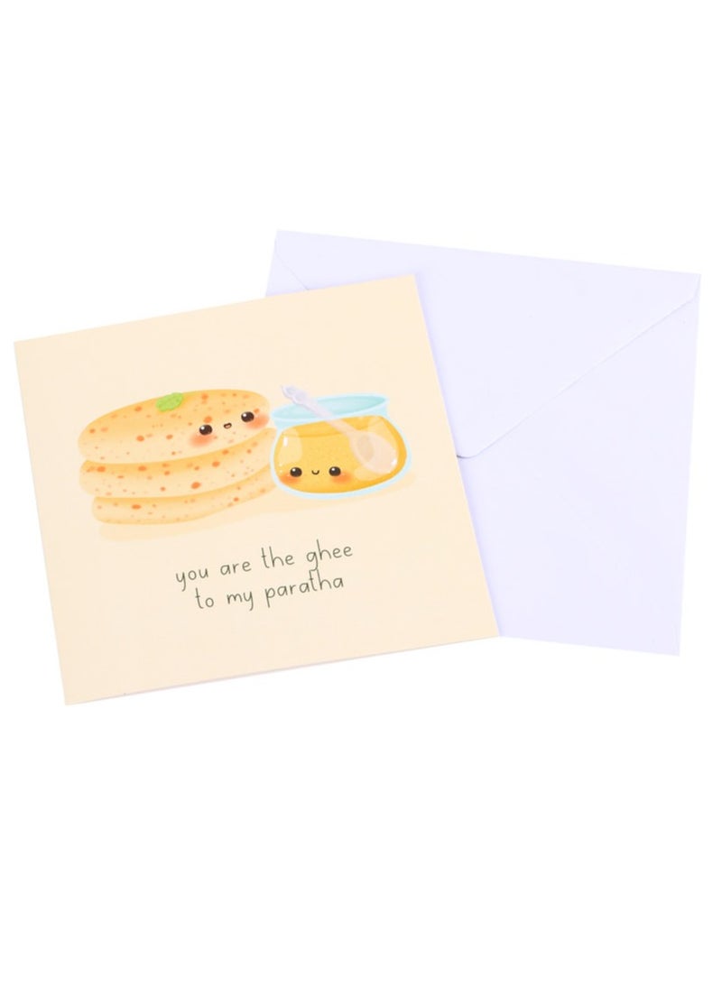 Peacock Supplies Food Couples Greeting Card Paratha And Ghee - Image 1