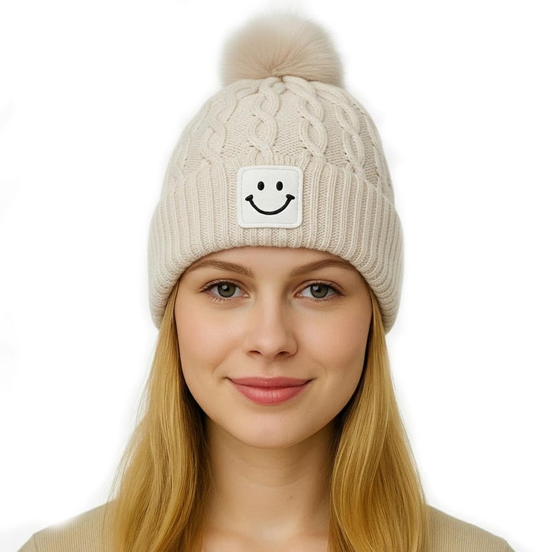 FF Premium Thermal Winter Beanie Cap for Women Warm Woollen Fleece Lined Winter Cap Soft Knitted Thermal Hat for Cold Weather Outdoor Use - Free Size - Image 1