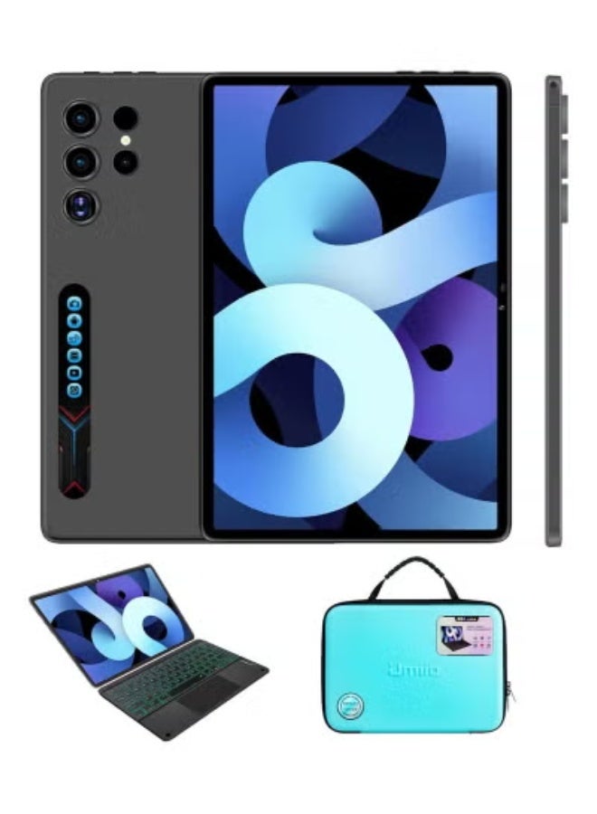 Umiio Smart Tablet S24 Ultra 10.1″ Android Tab with 12GB RAM and 512GB ROM, HD Display for Clear Viewing, Dual SIM 5G + Wi-Fi for Fast Connectivity, GPS Navigation, Includes Touchpad Keyboard Case & Premium EWB Handbag – Slim, Stylish Grey Tablet for Work & Play  - Image 1