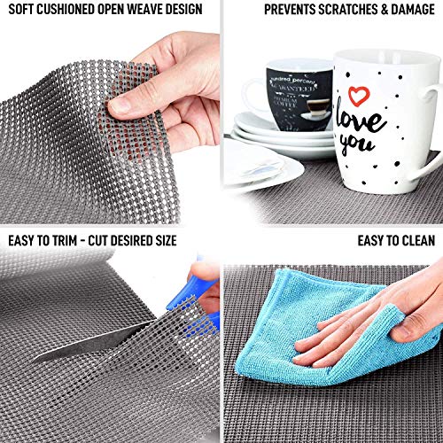 Ash  Roh Ash & Roh® - Anti Slip Drawer Mat for Shelf and Shelves, Strong and Durable Non-Adhesive Grip Liner Mat for Bedroom Wardrobe Cabinet and Kitchen Place mats (Stone Grey, 30 X 500 cm) - Image 3
