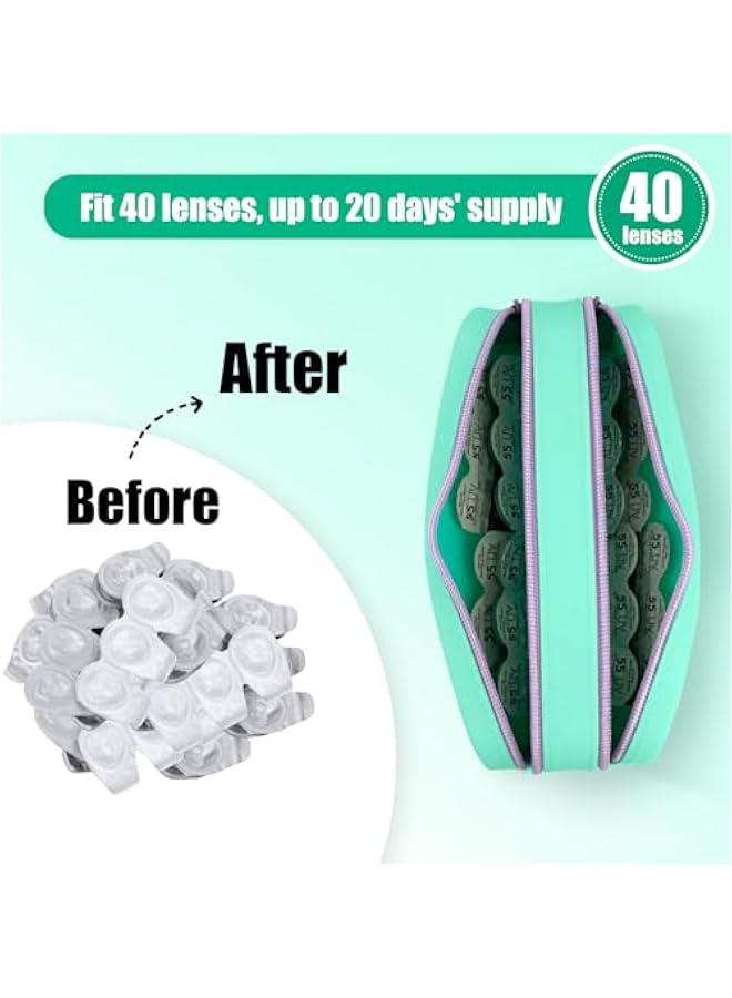 عربست منظم العدسات اللاصقة اليومي، حافظة من السيليكون مقاومة للماء مع تسمية واضحة لليمين واليسار، حافظة عدسات الاتصال اليومية القابلة للتصرف مزدوجة الجانب مع حافظة عدسات الاتصال المحمولة للسفر. - Image 3