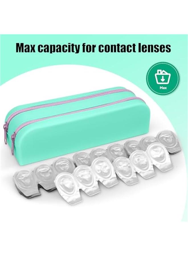 عربست منظم العدسات اللاصقة اليومي، حافظة من السيليكون مقاومة للماء مع تسمية واضحة لليمين واليسار، حافظة عدسات الاتصال اليومية القابلة للتصرف مزدوجة الجانب مع حافظة عدسات الاتصال المحمولة للسفر. - Image 5