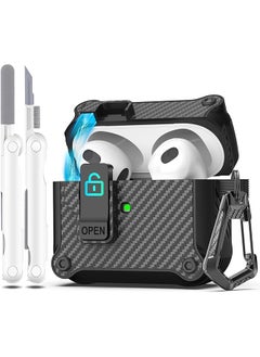 Charging Case Cover For Airpods 3Rd Generation 2021 Full Protection Pop Up Auto Cover Design For Airpod 3 Gen Case With Cleaning Kit And Keychain Black Fiber