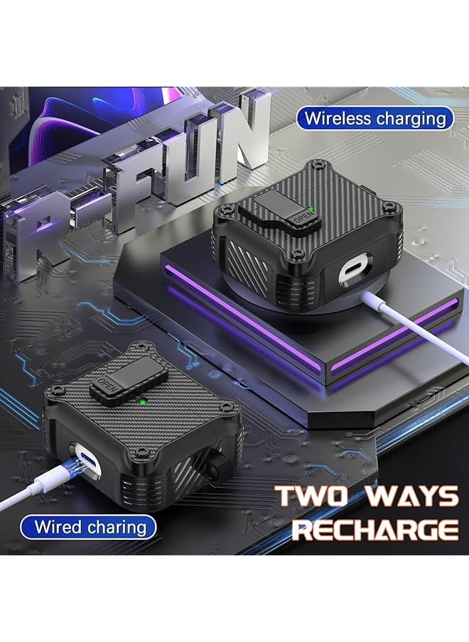erorex - Charging Case Cover For Airpods 3Rd Generation 2021 Full Protection Pop Up Auto Cover Design For Airpod 3 Gen Case With Cleaning Kit And Keychain Black Fiber - Image 1
