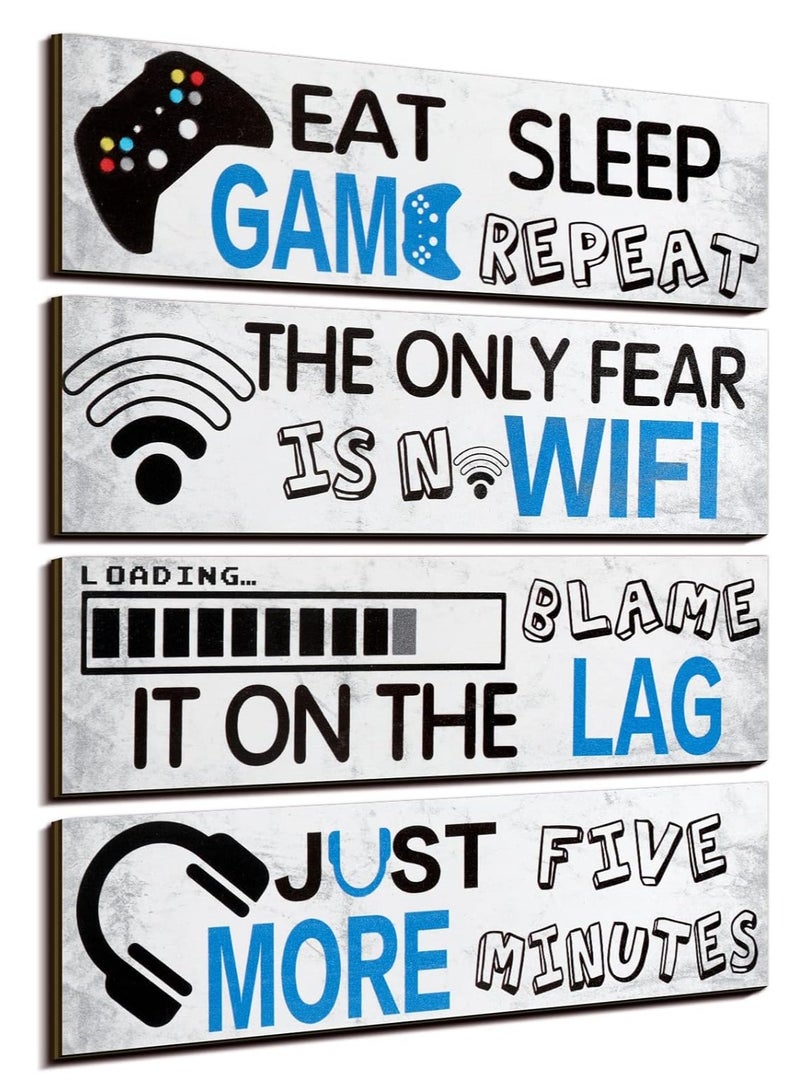 Today Idea 4 Pcs Gaming Wall Decor for Room Gaming Decorations Signs Printed Video Game Wall Art Colorful Gaming Posters for Game Themed Room Wall, 8 x 3 Inch(Simple,Classic Color) - Image 1