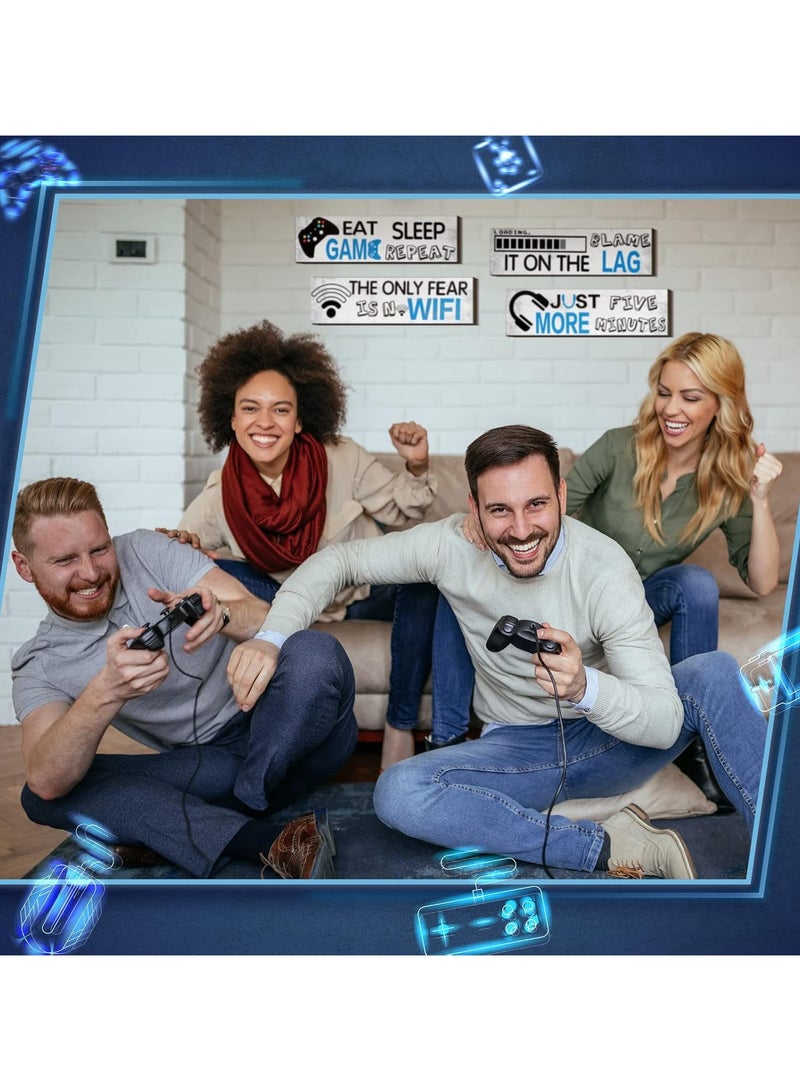 Today Idea 4 Pcs Gaming Wall Decor for Room Gaming Decorations Signs Printed Video Game Wall Art Colorful Gaming Posters for Game Themed Room Wall, 8 x 3 Inch(Simple,Classic Color) - Image 3