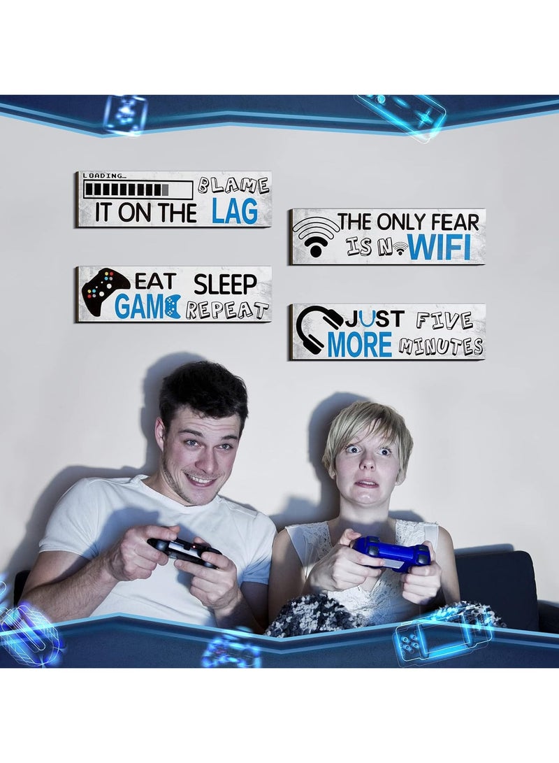 Today Idea 4 Pcs Gaming Wall Decor for Room Gaming Decorations Signs Printed Video Game Wall Art Colorful Gaming Posters for Game Themed Room Wall, 8 x 3 Inch(Simple,Classic Color) - Image 4