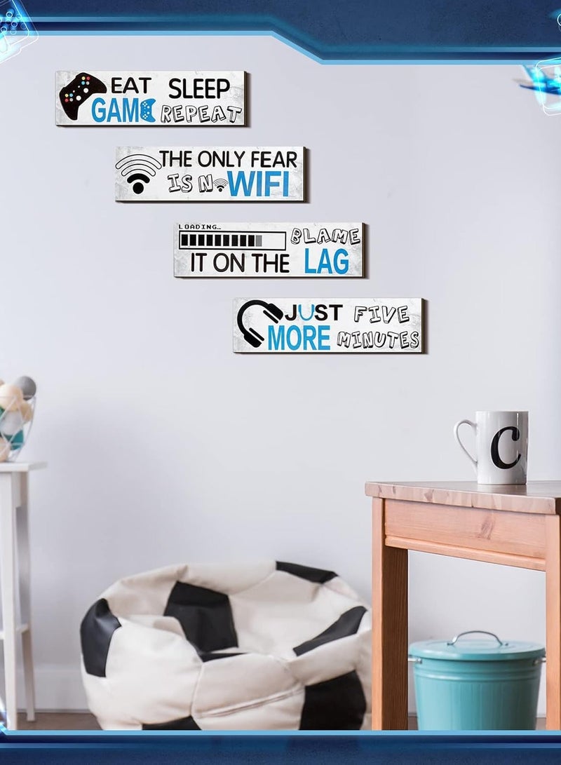 Today Idea 4 Pcs Gaming Wall Decor for Room Gaming Decorations Signs Printed Video Game Wall Art Colorful Gaming Posters for Game Themed Room Wall, 8 x 3 Inch(Simple,Classic Color) - Image 5