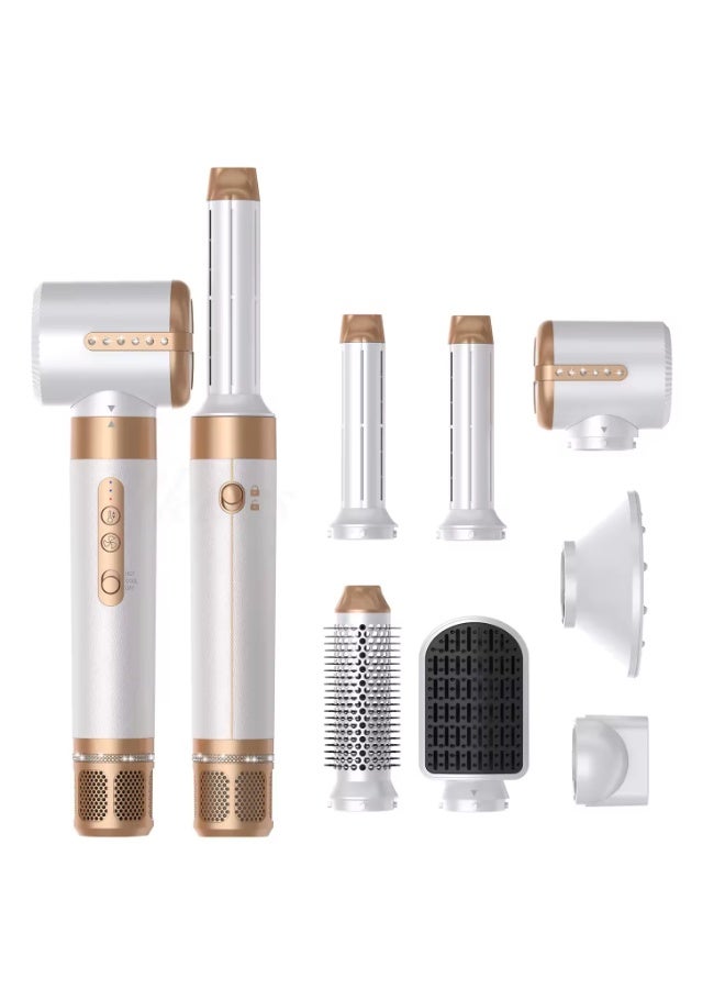 Raxoom 7 in 1 white Hair Styler Brush & Hair Dryer, Hair Curler,Hot Air Brush Set,110000 RPM High Speed Multi Styler Hair Straightener,Automatic Curling hair for Fast Drying Curling Volumizing Straightening - Image 1