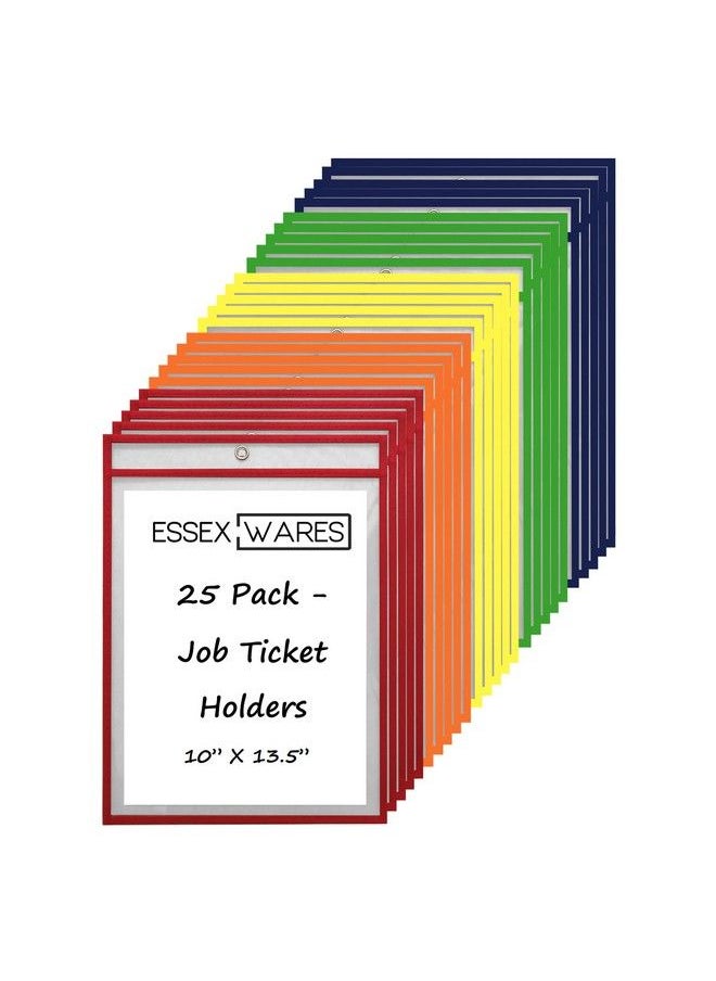 Essex Wares - 25 Pack Job Ticket Holder (Assorted Colors) By Essex Wares Use In Your Business Or In A Classroom. Easily Fits Standard 8.5 X 11 Sheets Of Paper. Hang On A Hook Or Can Write On And Wipe Away. - Image 1