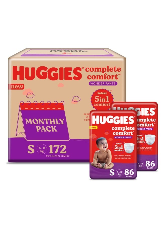 Huggies Complete Comfort Wonder Pants, Small (S) Combo Pack of 2, 86 count Per Pack, (172 count) & Mamaearth Natural Repellent Mosquito Patches For Babies with 12 Hour Protection,White,Pack of 1 - Image 2