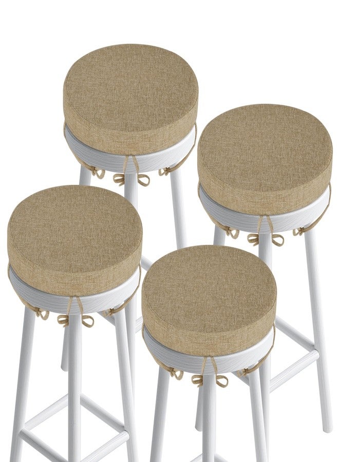 FlyGulls Round Bar Stool Cushions Set of 4 Non-Slip Round Stool Chair Cushions with Washable Covers and Ties High Density Bistro Seat Pads for Wooden and Metal Chairs 12" x 12" x 2" (Beige) - Image 1