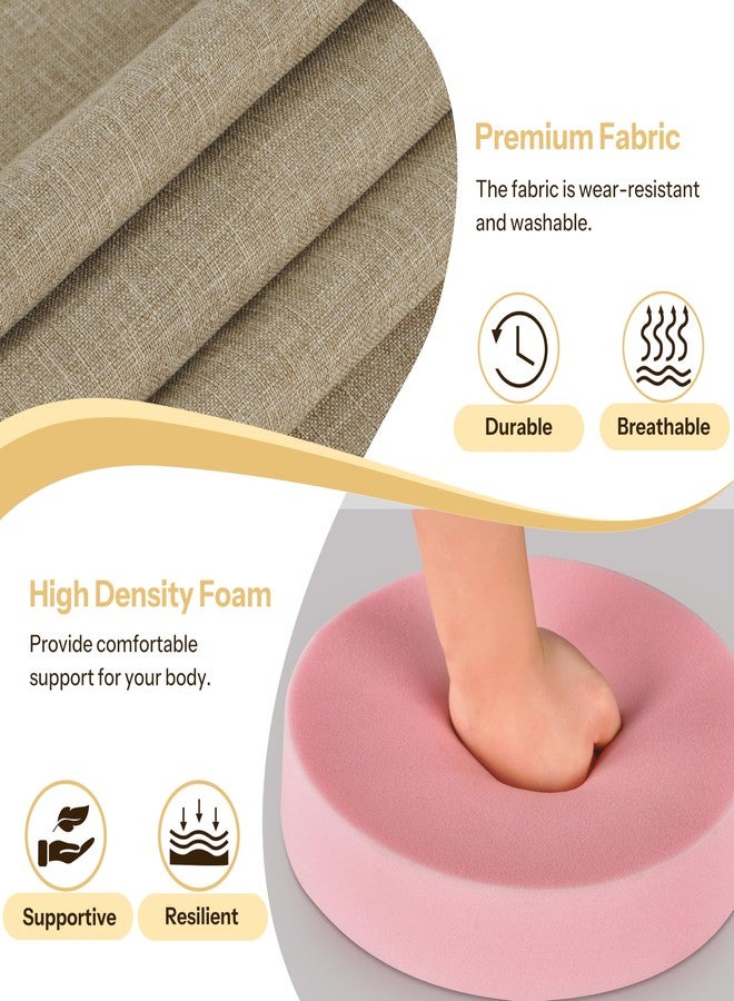 FlyGulls Round Bar Stool Cushions Set of 4 Non-Slip Round Stool Chair Cushions with Washable Covers and Ties High Density Bistro Seat Pads for Wooden and Metal Chairs 12" x 12" x 2" (Beige) - Image 5