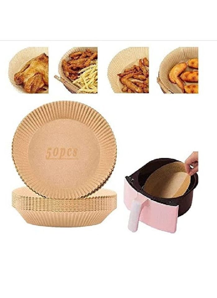 Generic 50 PCS Air Fryer Disposable Paper Liner Non-stick Disposable Air Fryer Liners Baking Paper for Air Fryer Oil-proof Water-proof Parchment for Baking Roasting Microwave  - Image 3