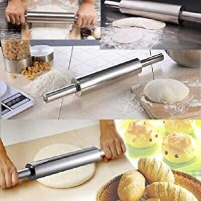 ZOOV Stainless Steel Belan Rolling Pin for Kitchen | Steel Belan for Roti | Steel Rolling Pin | Chapati Roti Roller Rolling - Image 3