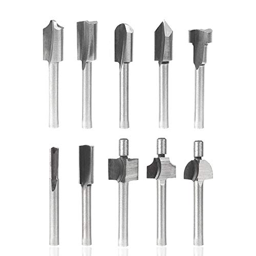 Saipor Saiper 10pcs HSS Carpentry Router Bits 1/8 Inch( 3mm ) Shank Engraving Bits Fit for Dremel Foredom Rotary Tools Set for Edge Grooving Wood Deburring Engraving and Milling - Image 2