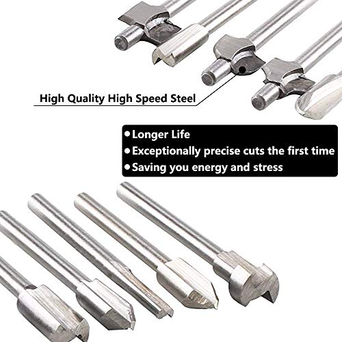 Saipor Saiper 10pcs HSS Carpentry Router Bits 1/8 Inch( 3mm ) Shank Engraving Bits Fit for Dremel Foredom Rotary Tools Set for Edge Grooving Wood Deburring Engraving and Milling - Image 4