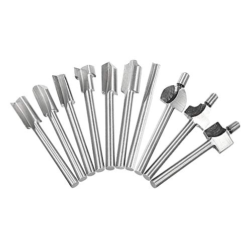 Saipor Saiper 10pcs HSS Carpentry Router Bits 1/8 Inch( 3mm ) Shank Engraving Bits Fit for Dremel Foredom Rotary Tools Set for Edge Grooving Wood Deburring Engraving and Milling - Image 1