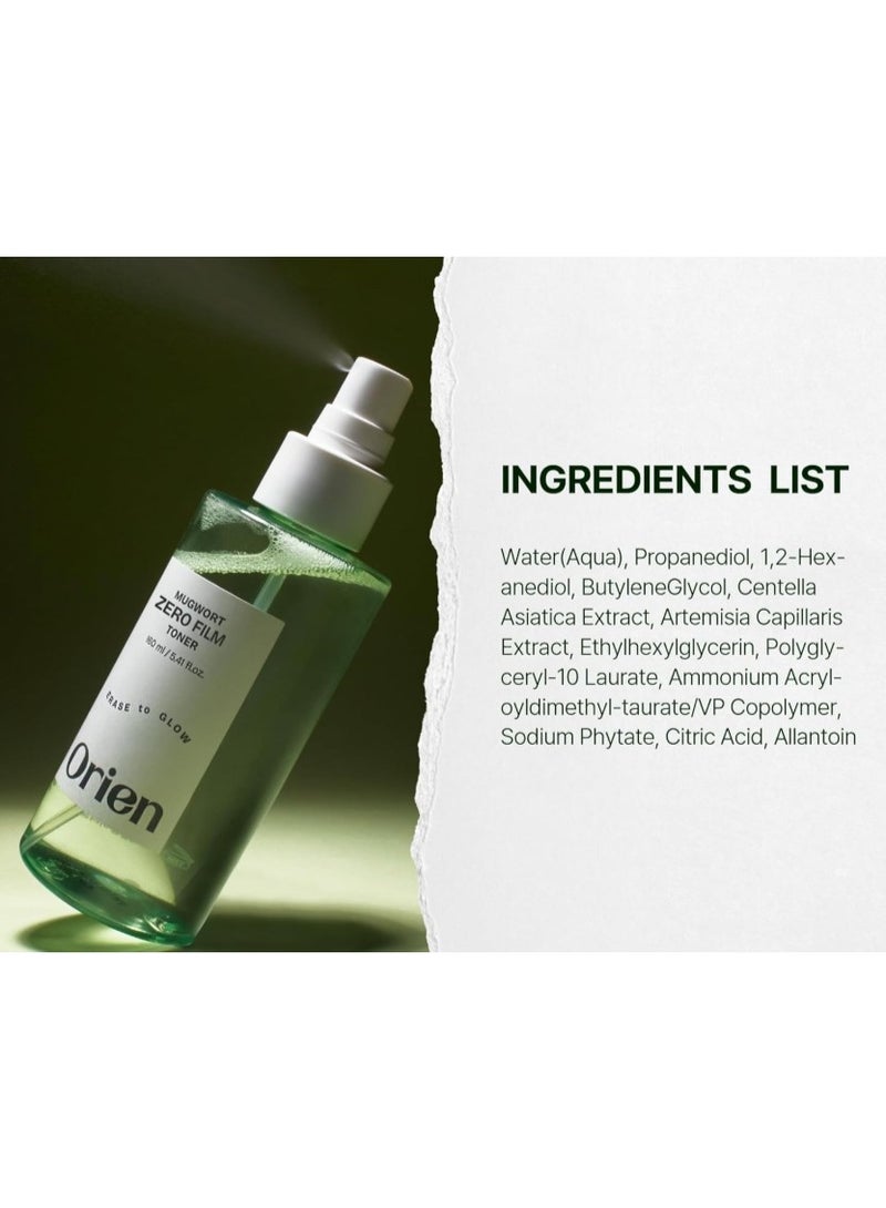 Orien Mugwort Zero Film Toner 5.41 fl.oz. 160ml ㅣpH5.5 Calming, Soothing, Hydrating Spray Toner - Image 3